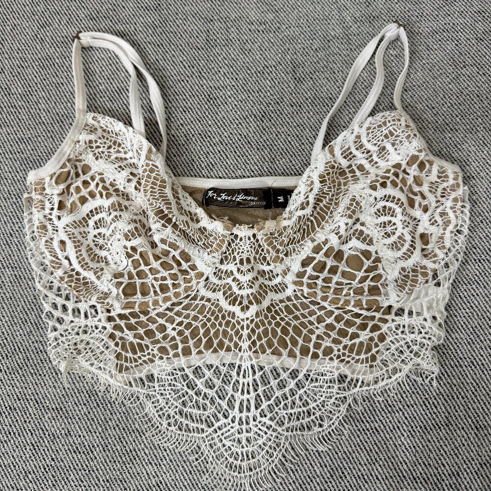 For Love And For Lemons Skivvies White Bralette Size M